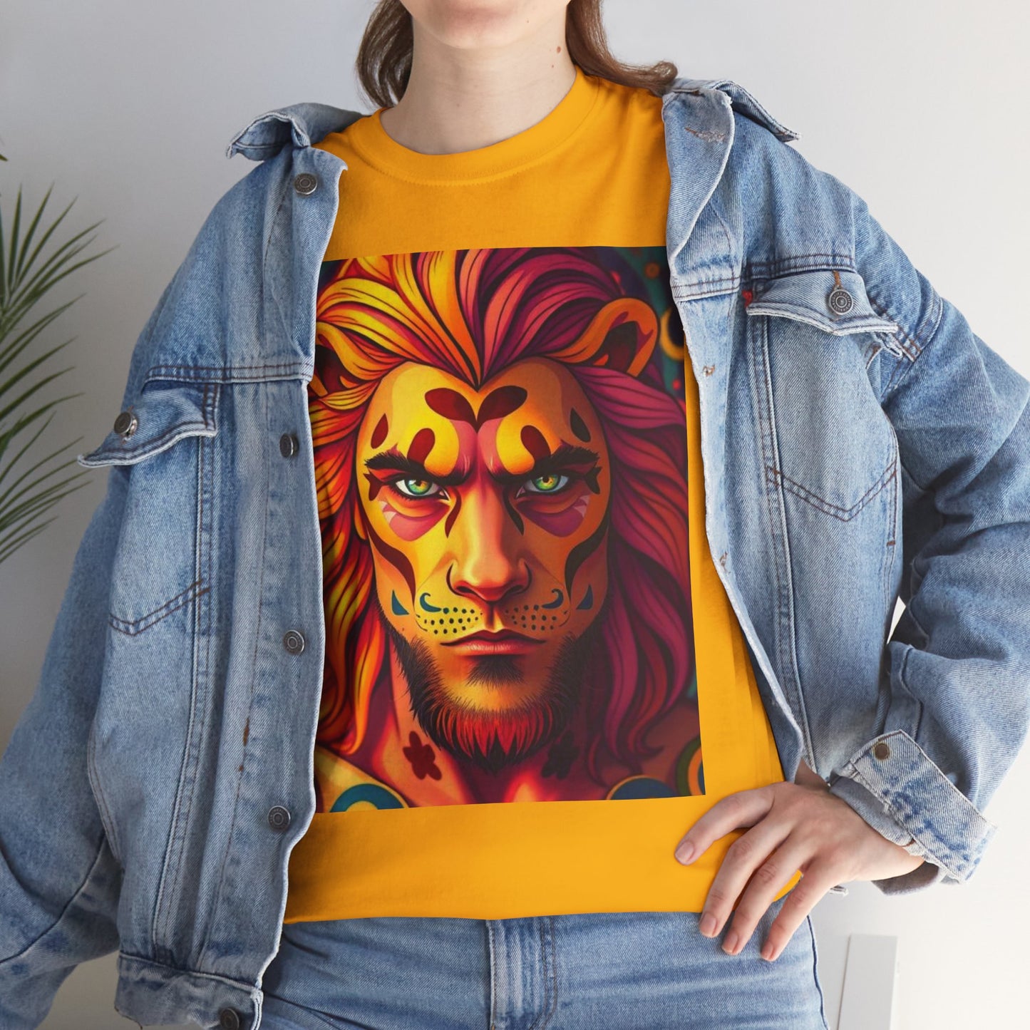 Unisex Heavy Cotton T-Shirt, Leo, Zodiac v2, Sexy Art
