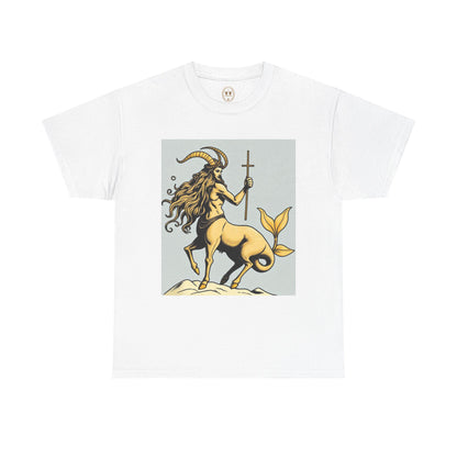 Unisex Heavy Cotton T-Shirt, Capricorn God v3, Zodiac Design