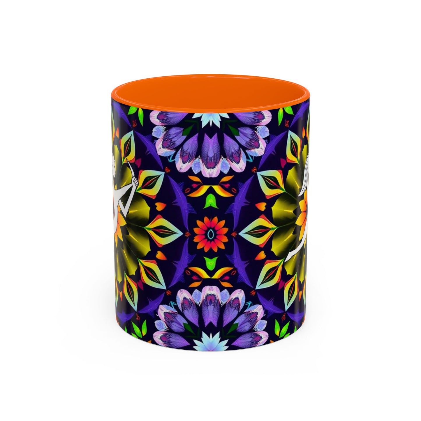 Accent Coffee Mug, Sagittarius, Zodiac v1. Flower Pattern, (11, 15oz)