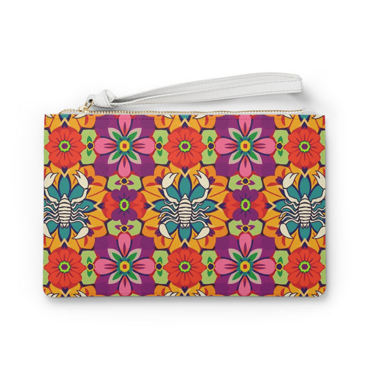 Clutch Bag, Scorpio, Zodiac v4, Flower Pattern