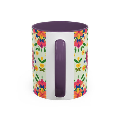 Accent Coffee Mug, Cancer, Zodiac v3, Flower Pattern, (11, 15oz)