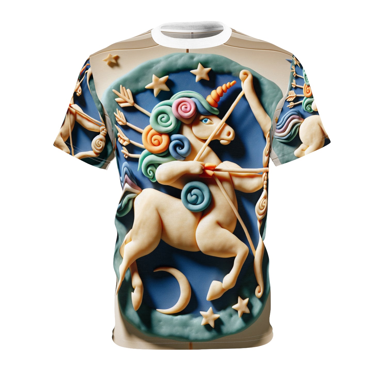 Unisex Cut & Sew T-Shirt (AOP),Play Horse, Sagittarius Zodiac Design, Regular fit, 100% Polyester