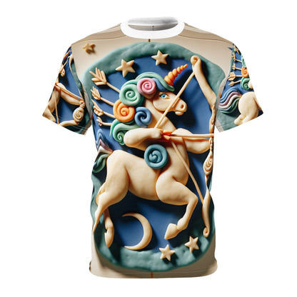 Unisex Cut & Sew T-Shirt (AOP),Play Horse, Sagittarius Zodiac Design, Regular fit, 100% Polyester