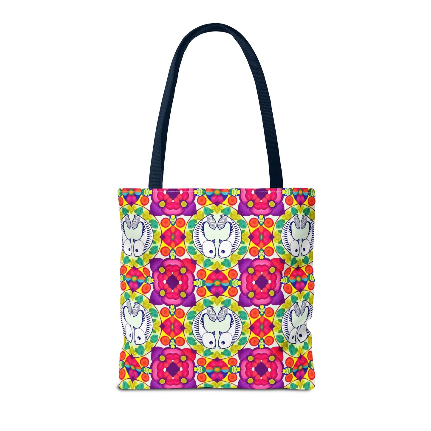 Tote Bag, (AOP), Pisces, Zodiac v4, Flower Pattern