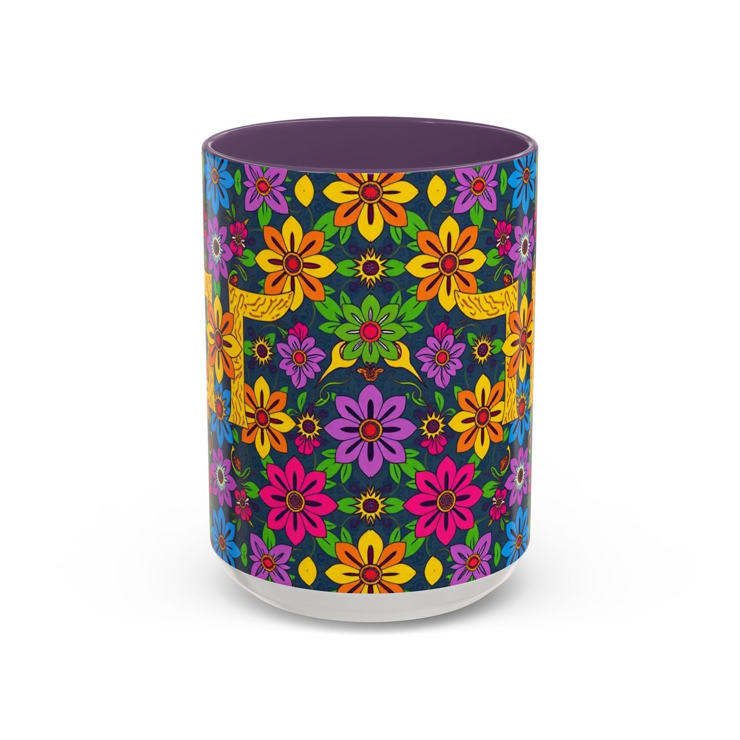 Accent Coffee Mug, Gemini, Zodiac v3, Flower Pattern, (11, 15oz)
