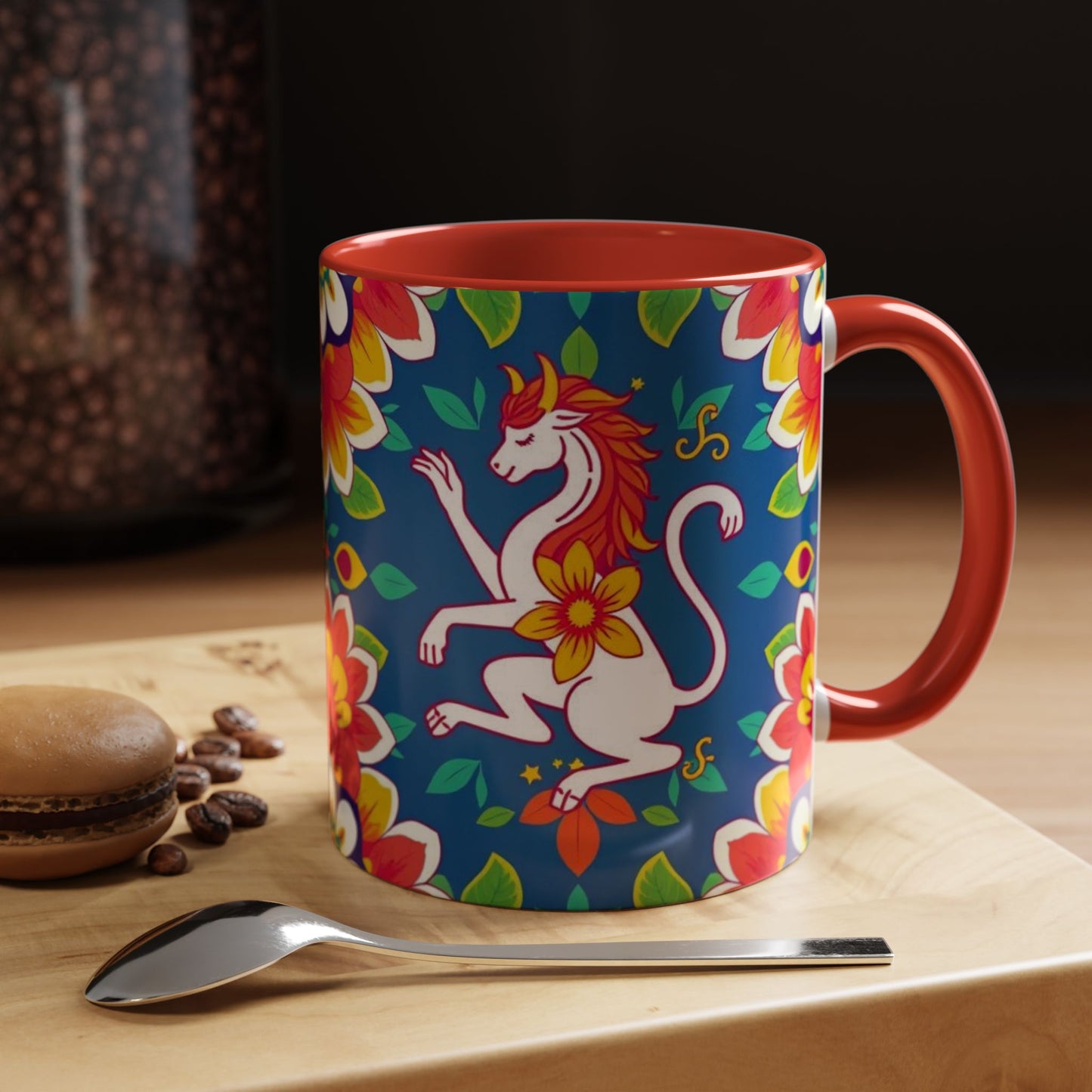 Accent Coffee Mug, Virgo, Zodiac v3. Flower Pattern, (11, 15oz)