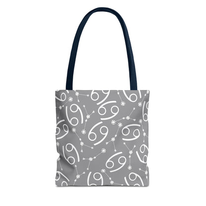 Tote Bag, Cancer Zodiac Sign, AOP, (Grey, White)