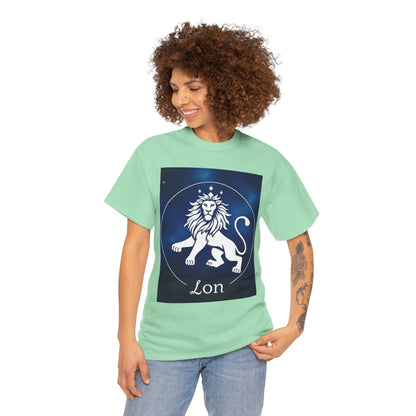 Unisex Heavy Cotton T-Shirt, Space Lion, Leo Zodiac Design