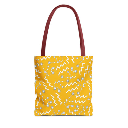 Tote Bag, Aquarius Zodiac Sign, AOP, (Yellow, White)