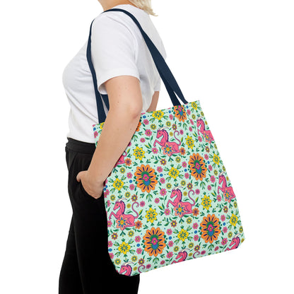 Tote Bag, (AOP), Aquarius, Zodiac v6, Flower Pattern