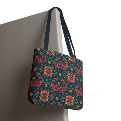 Tote Bag (AOP), Cancer, Zodiac v2, Flower Pattern