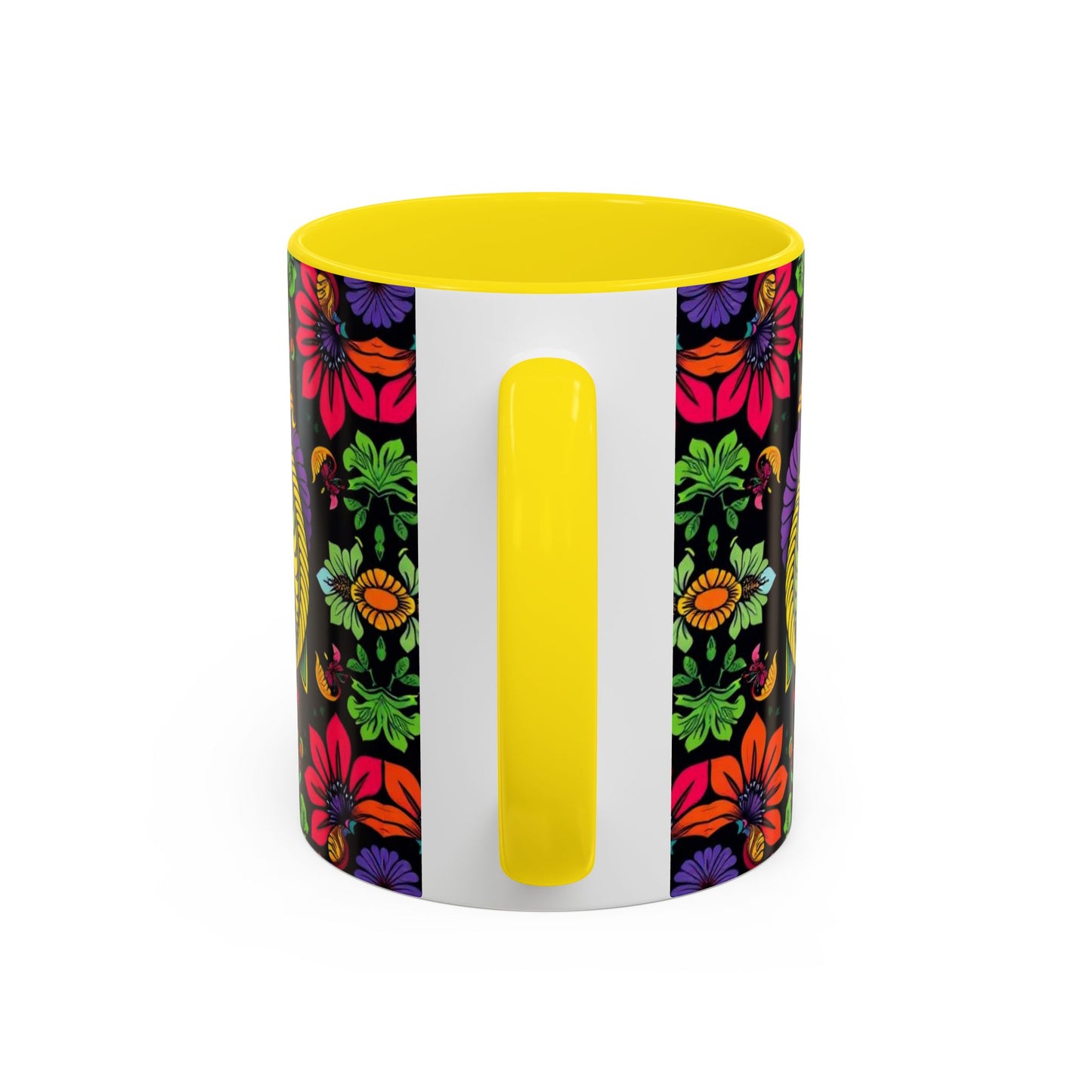 Accent Coffee Mug, Pisces, Zodiac v3, Flower Pattern, (11, 15oz)