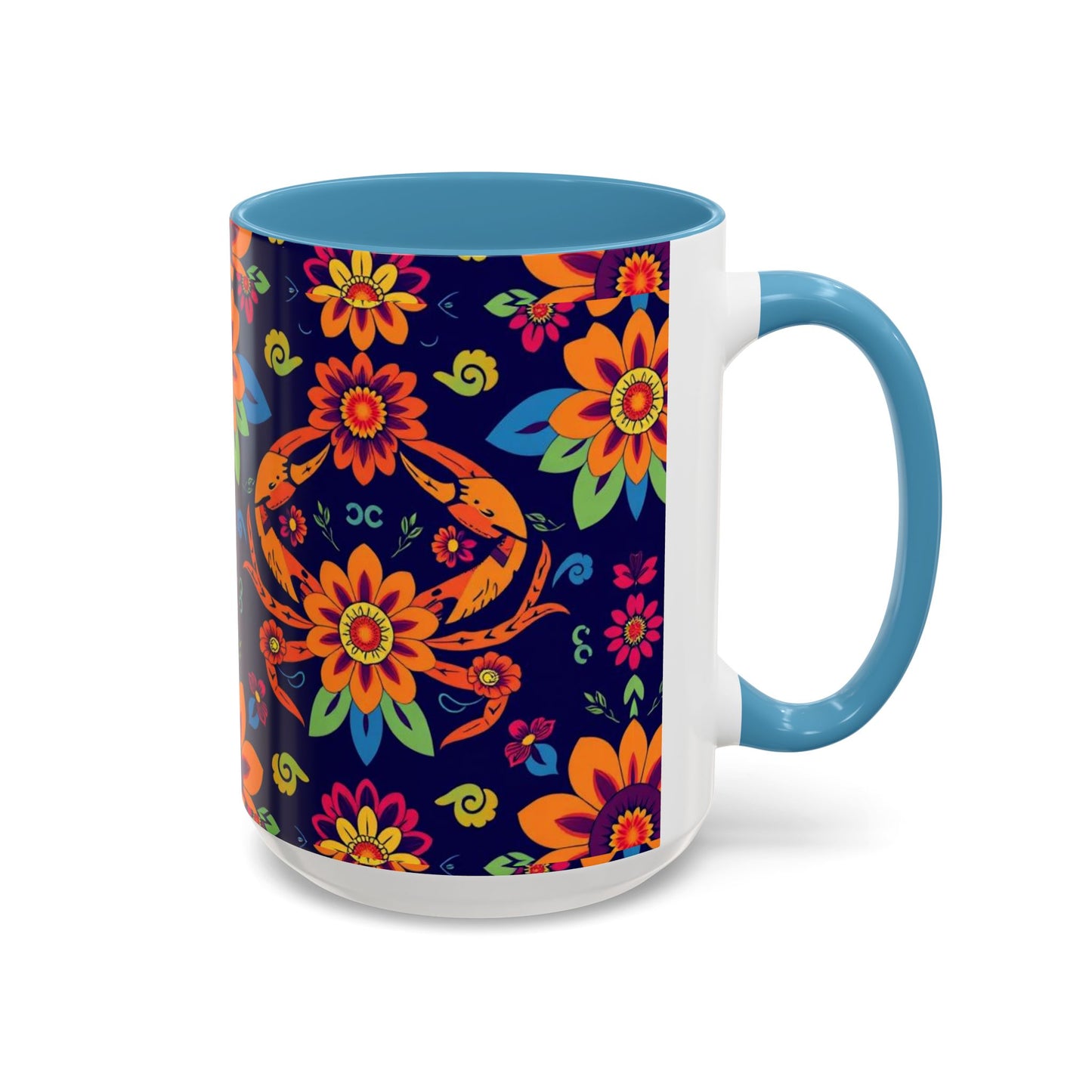 Accent Coffee Mug, Cancer, Zodiac, Flower Pattern, (11, 15oz)