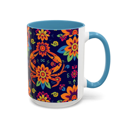 Accent Coffee Mug, Cancer, Zodiac, Flower Pattern, (11, 15oz)