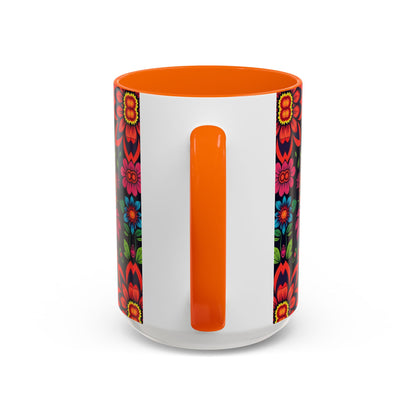 Accent Coffee Mug, Cancer, Zodiac v4, Flower Pattern, (11, 15oz)