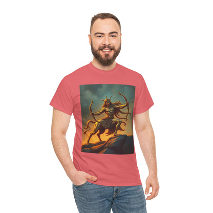 Unisex Heavy Cotton T-Shirt, Arrow Centaur v1, Sagittarius Zodiac Design