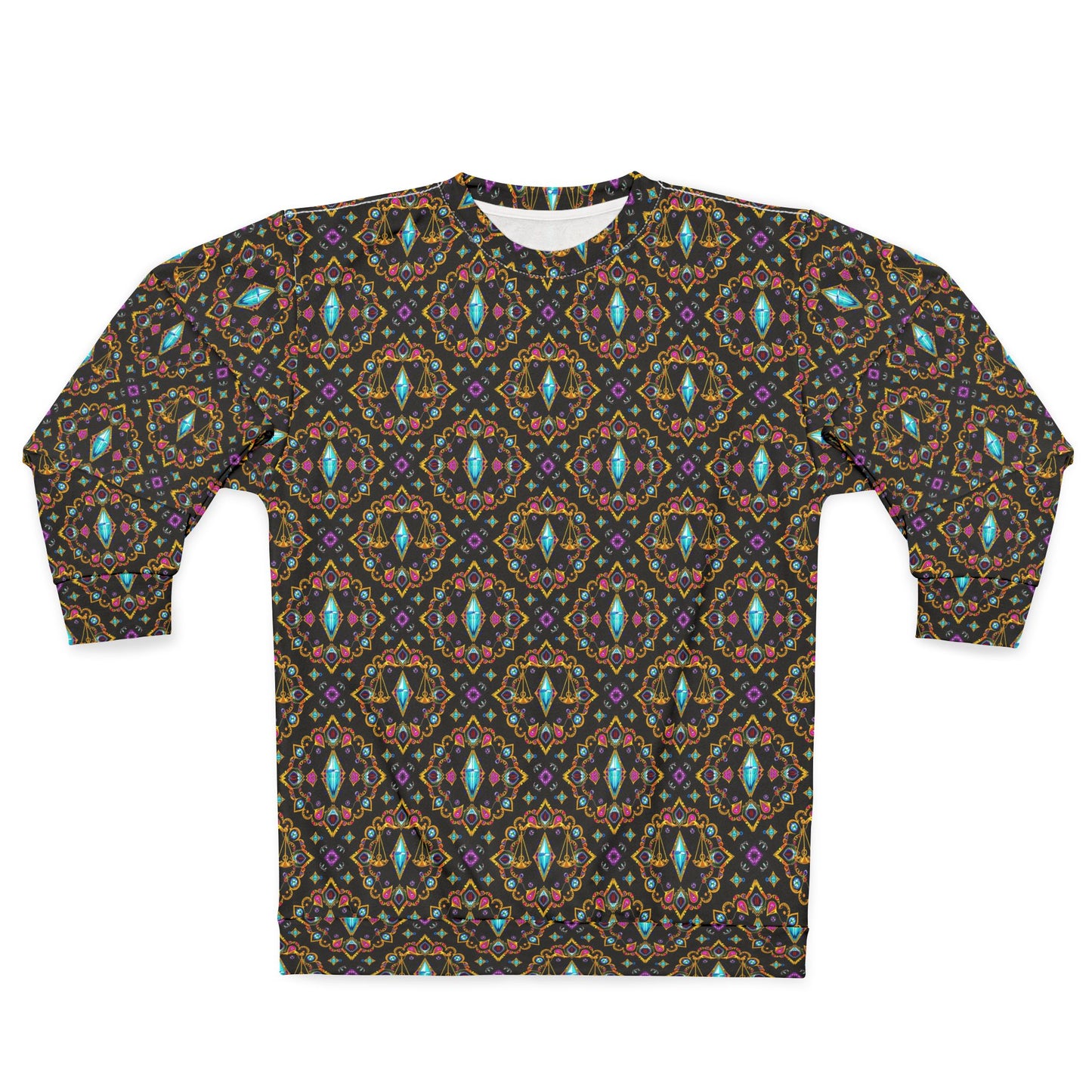 Unisex Sweatshirt (AOP), Libra, Zodiac v3, Jewel Pattern