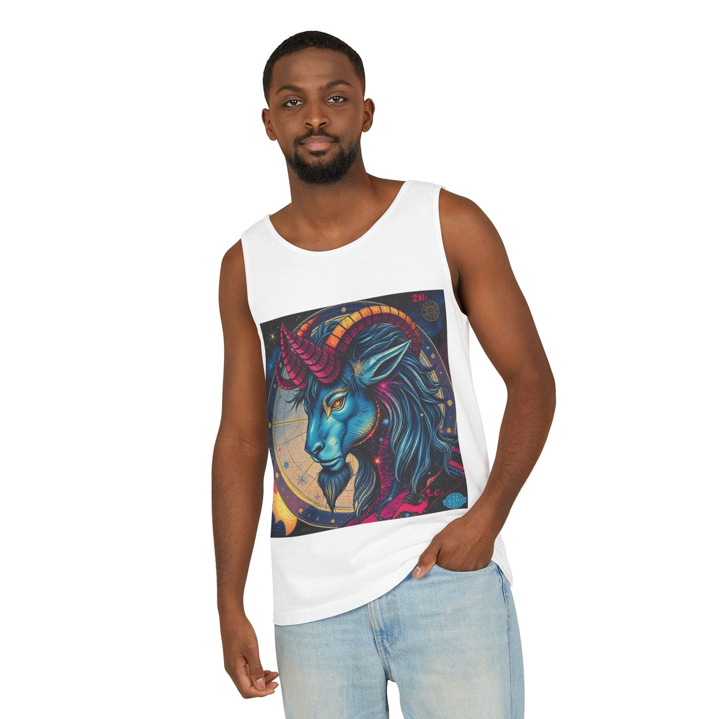 Unisex Garment-Dyed, Tank Top, Capricorn, Pop Art, 100% US cotton