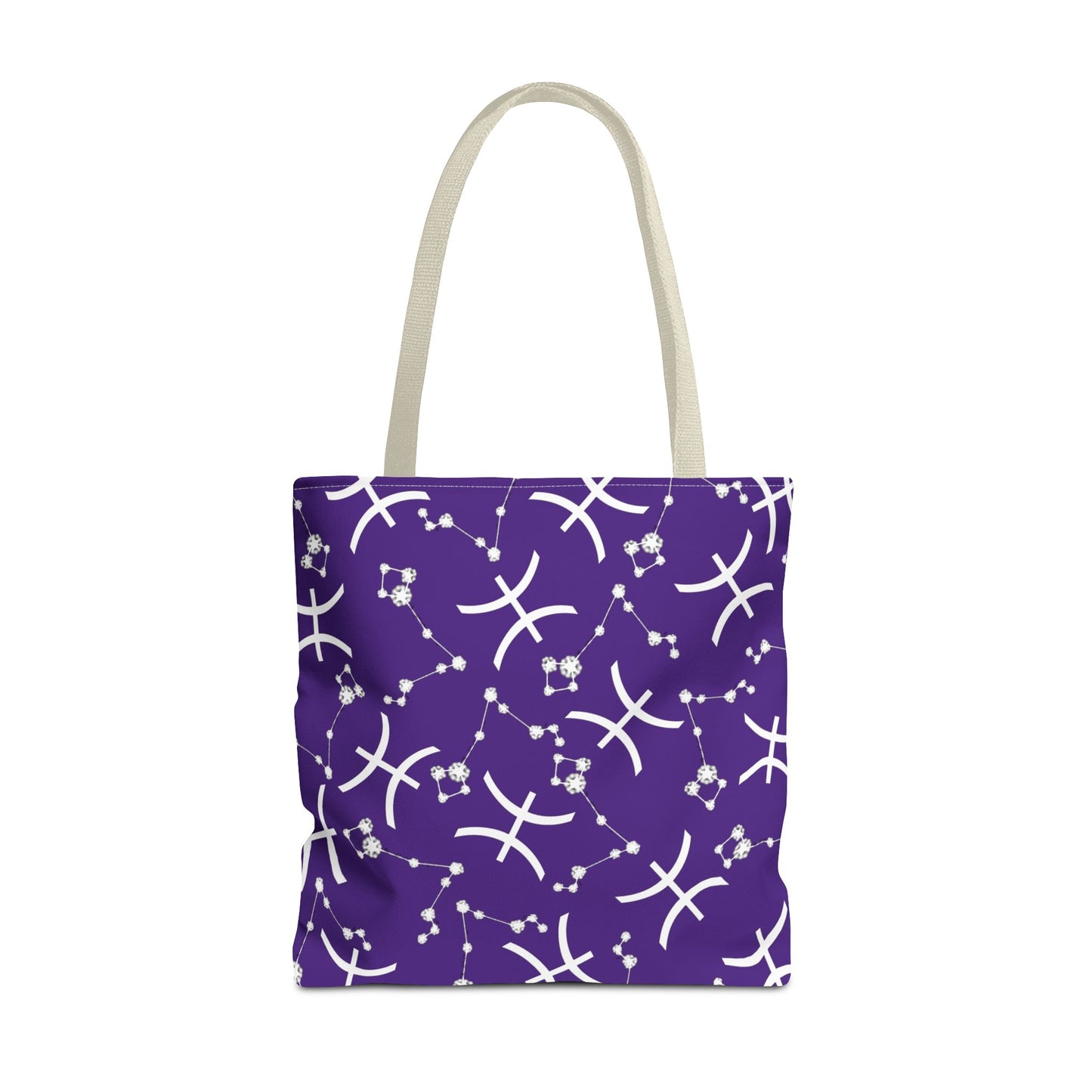 Tote Bag, Pisces Zodiac Sign, AOP, (Purple, White)