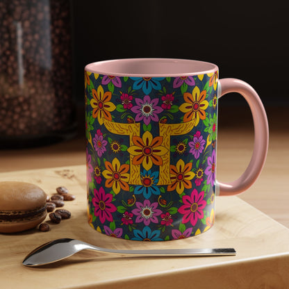 Accent Coffee Mug, Gemini, Zodiac v3, Flower Pattern, (11, 15oz)