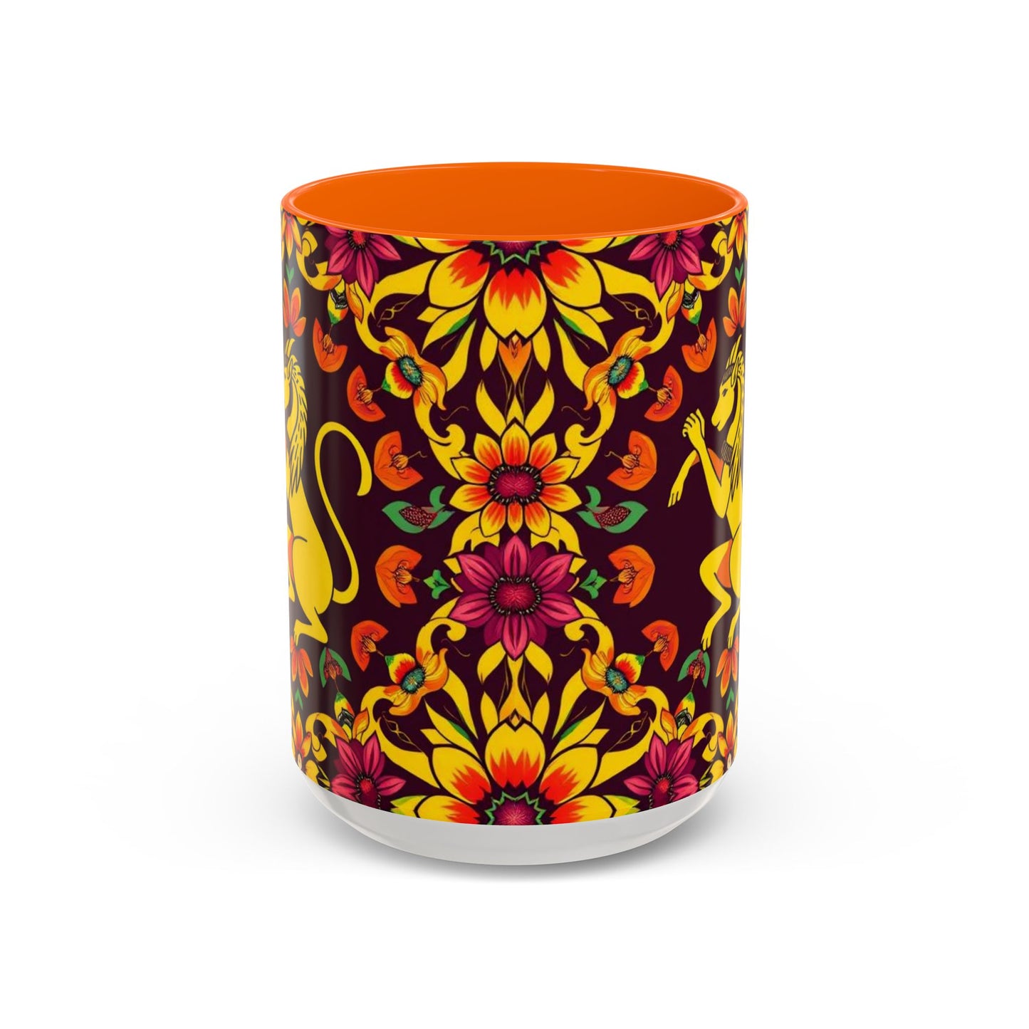 Accent Coffee Mug, Virgo, Zodiac v1. Flower Pattern, (11, 15oz)