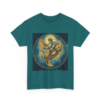 Unisex Heavy Cotton T-Shirt, Pisces King v1, Zodiac Design