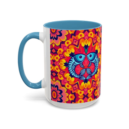 Accent Coffee Mug, Pisces, Zodiac v1, Flower Pattern, (11, 15oz)