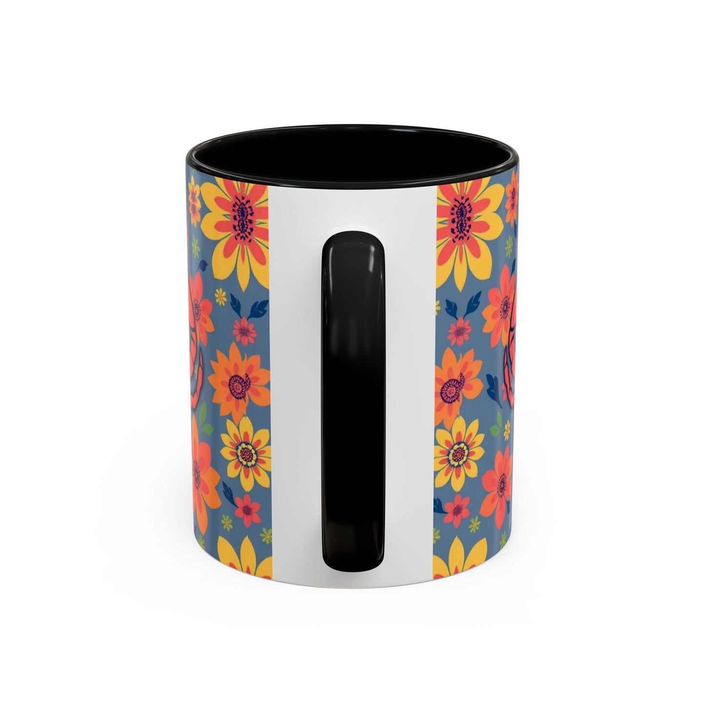 Accent Coffee Mug, Cancer, Zodiac v1, Flower Pattern, (11, 15oz)