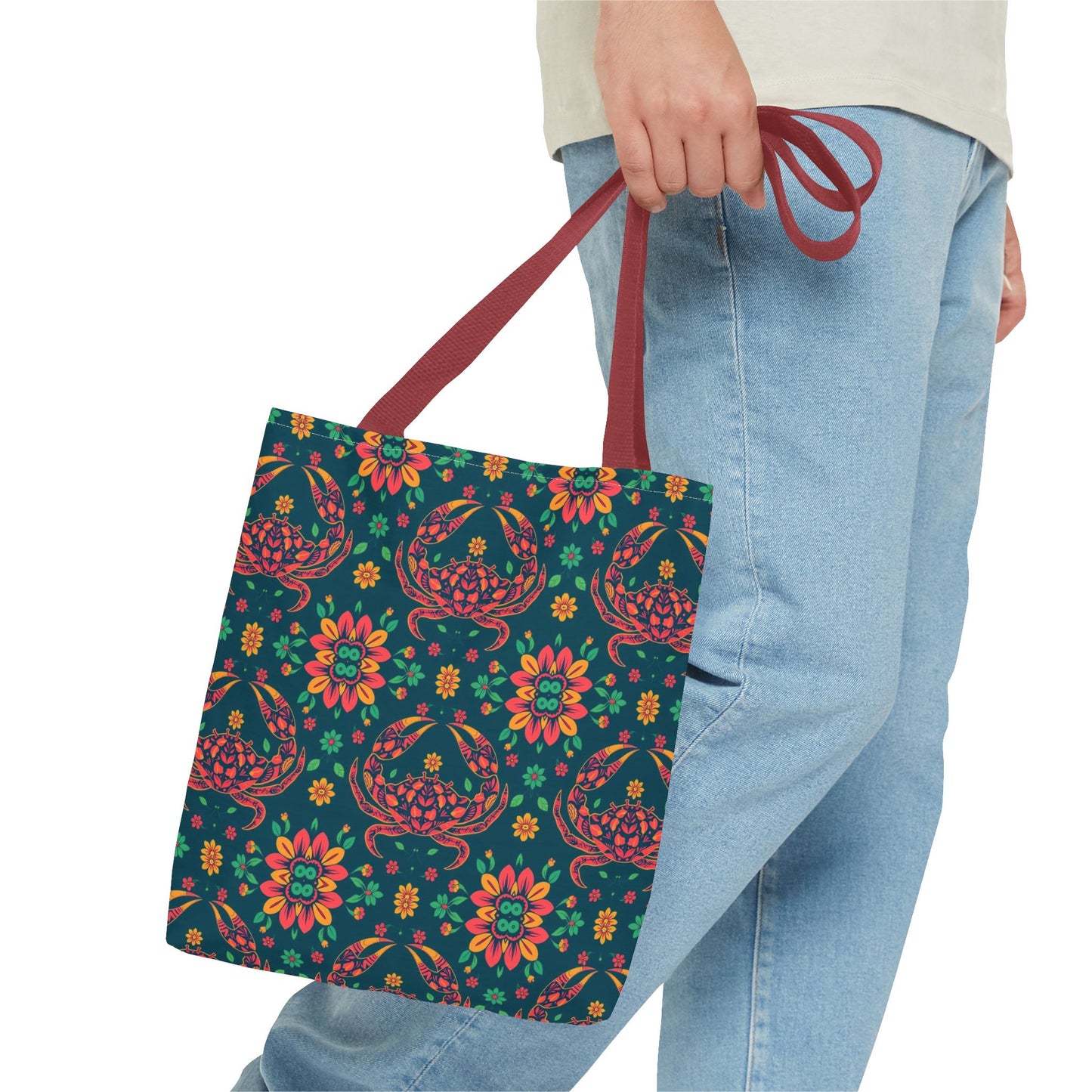 Tote Bag (AOP), Cancer, Zodiac v2, Flower Pattern