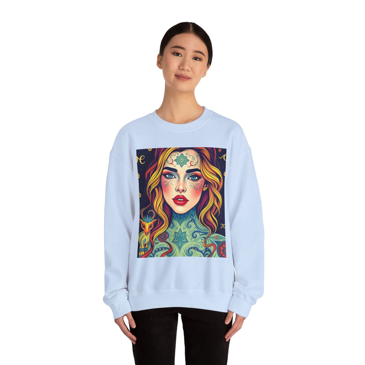Unisex Heavy Blend™ Crewneck Sweatshirt, Aquarius, Zodiac, Sexy Pattern
