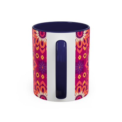 Accent Coffee Mug, Gemini, Zodiac v1, Flower Pattern, (11, 15oz)