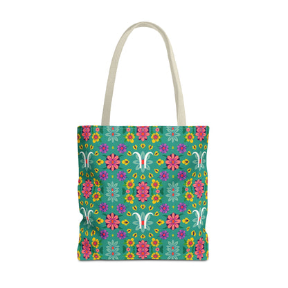 Tote Bag, (AOP), Aquarius, Zodiac v2, Flower Pattern