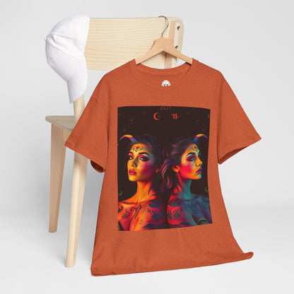 Unisex Heavy Cotton T-Shirt, Gemini, Zodiac, Sexy Art