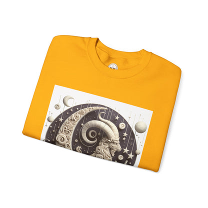 Unisex Heavy Blend™ Crewneck Sweatshirt, Stone Moon, Capricorn Zodiac Design