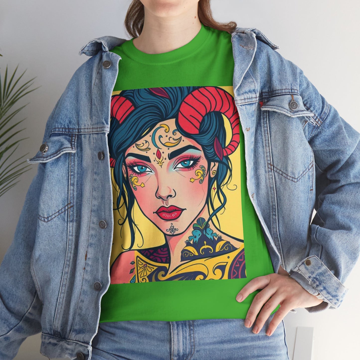 Unisex Heavy Cotton T-Shirt, Aries, Zodiac, Sexy Art