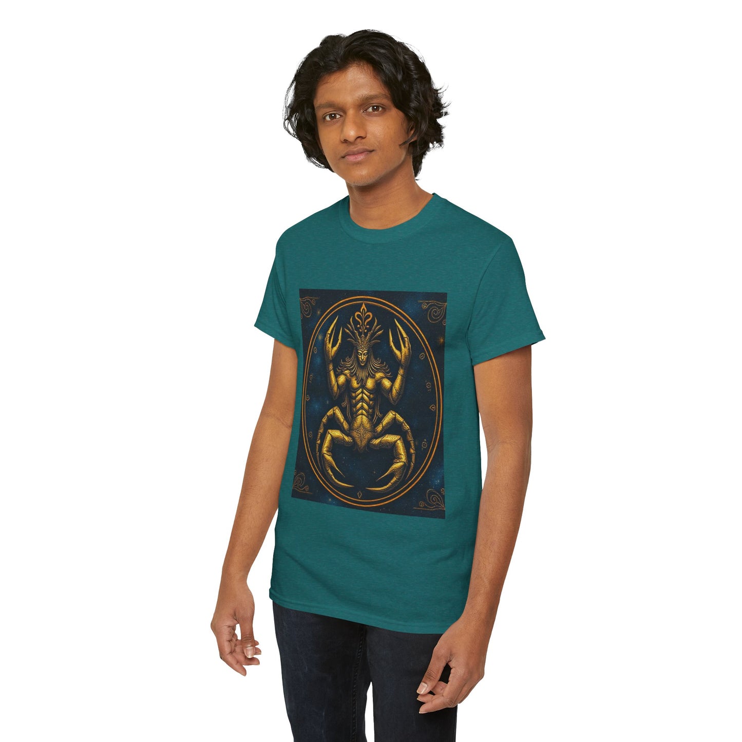 Unisex Heavy Cotton T-Shirt, Scorpion King, Cancer Zodiac Design