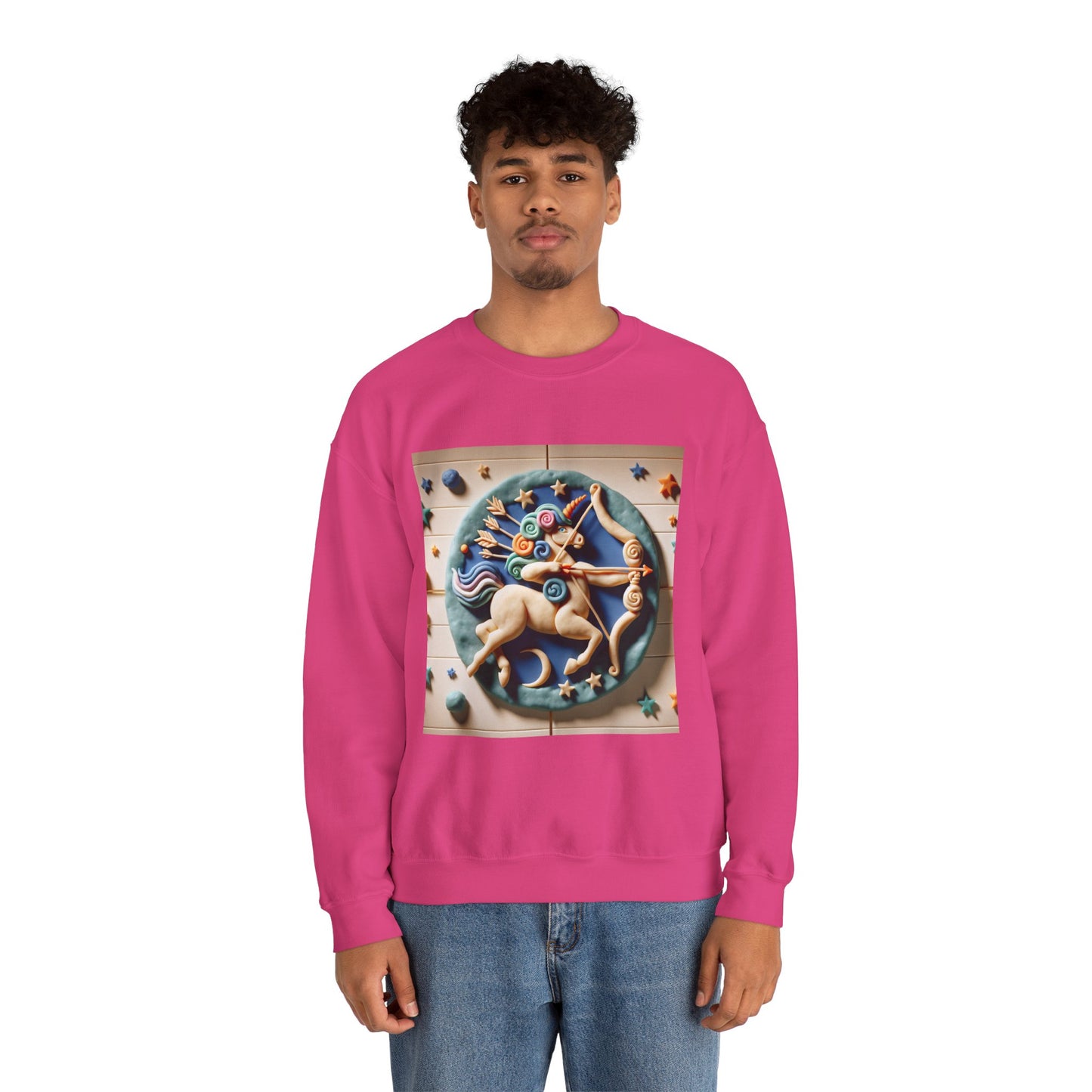 Unisex Heavy Blend™ Crewneck Sweatshirt, Colorful Horse, Sagittarius Zodiac Design