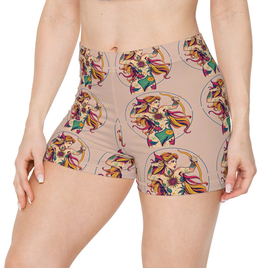 Women's Shorts, (AOP), Sagittarius, Zodiac v4, Sexy Pattern