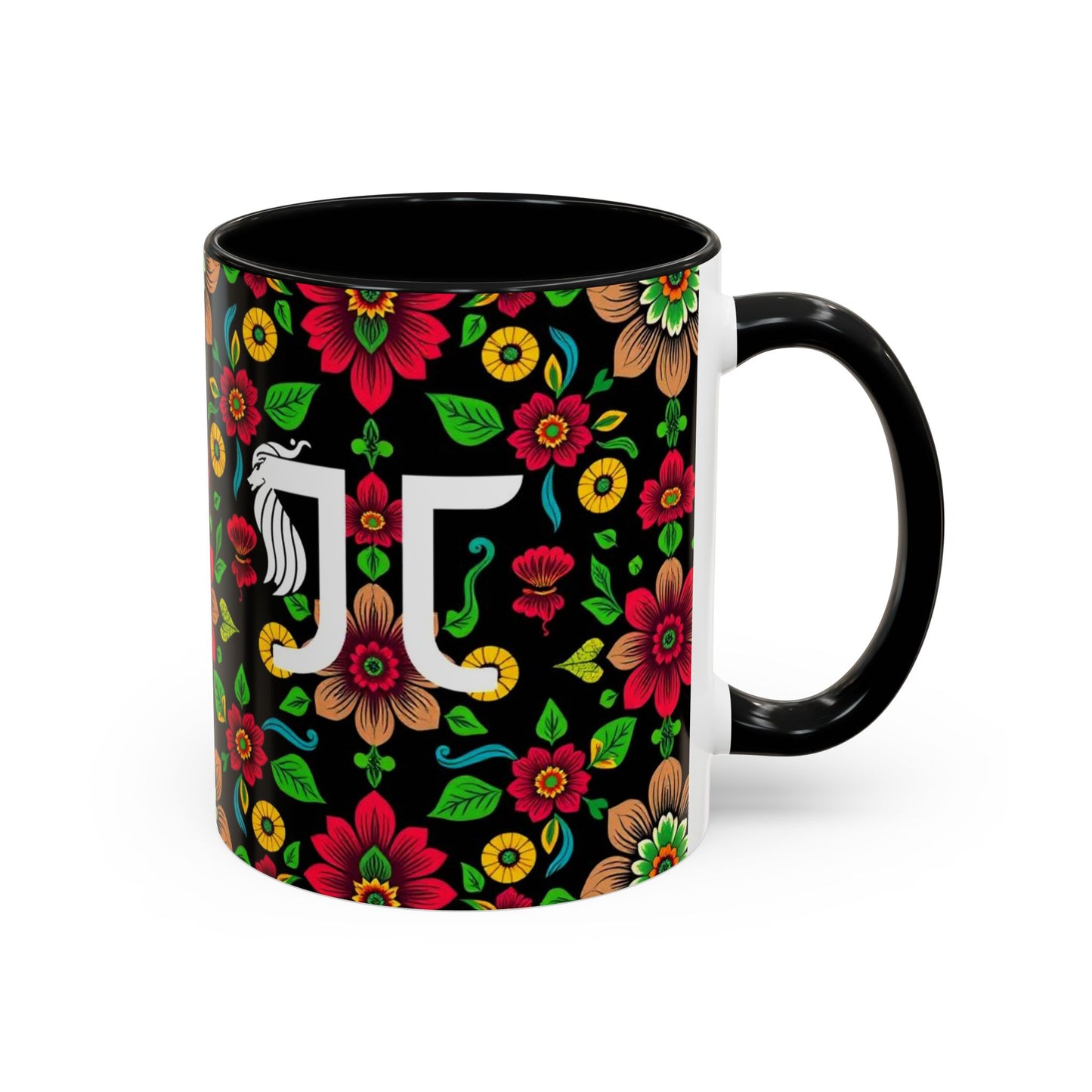 Accent Coffee Mug, Gemini, Zodiac v4, Flower Pattern, (11, 15oz)