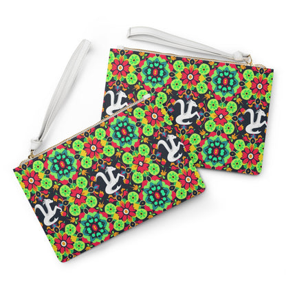 Clutch Bag, Aquarius, Zodiac v3, Flower Pattern