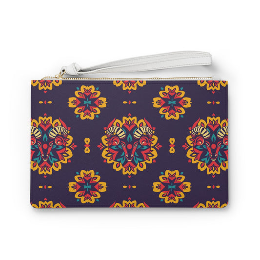 Clutch Bag, Taurus, Zodiac v4, Flower Pattern