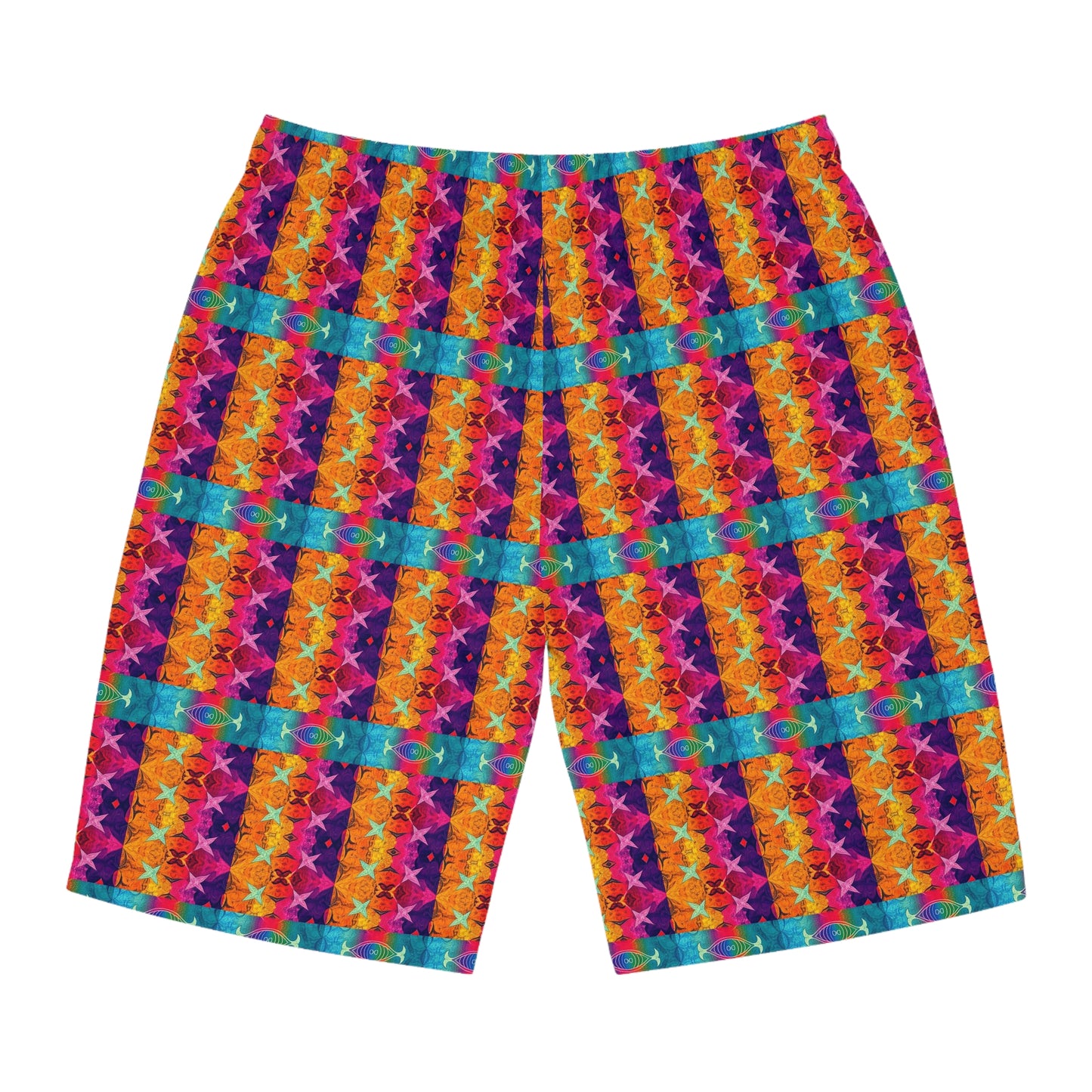 Men's Board Shorts, (AOP), Pisces, Zodiac, Shape Pattern