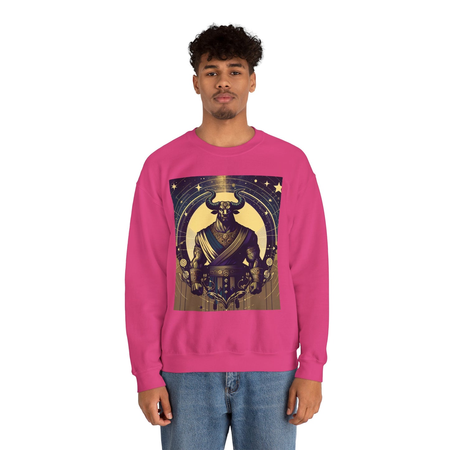 Unisex Heavy Blend™ Crewneck Sweatshirt, Minotaur, Taurus Zodiac Design