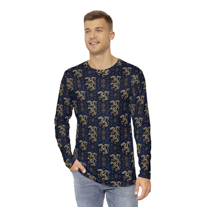 Men's Long Sleeve Shirt, (AOP), Aquarius, Zodiac v1, Pattern