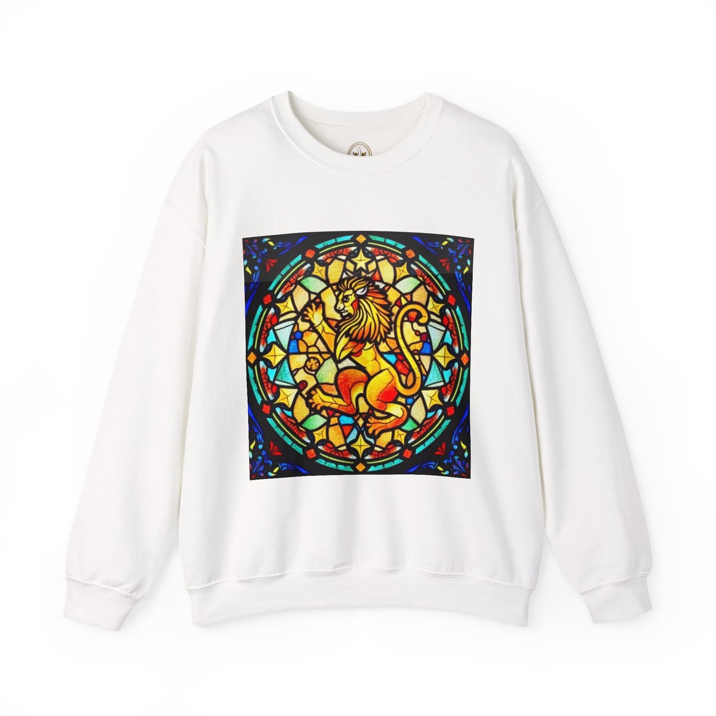 Unisex Heavy Blend™ Crewneck Sweatshirt, Glass 1, Leo Zodiac Design