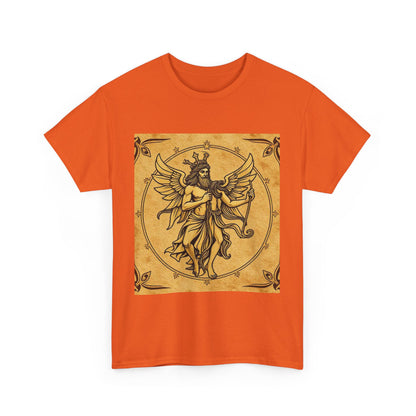 Unisex Heavy Cotton T-Shirt, Pencil Art v1, Gemini Zodiac Design