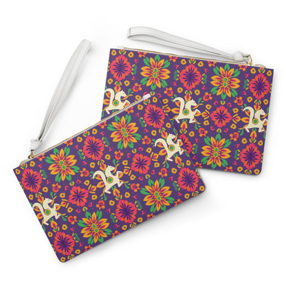 Clutch Bag, Aquarius, Zodiac v2, Flower Pattern