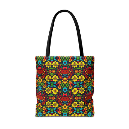 Tote Bag, (AOP), Cancer, Zodiac v4, Flower Pattern