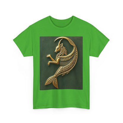 Unisex Heavy Cotton T-Shirt, Capricorn Animal v1, Symbol, Zodiac Design