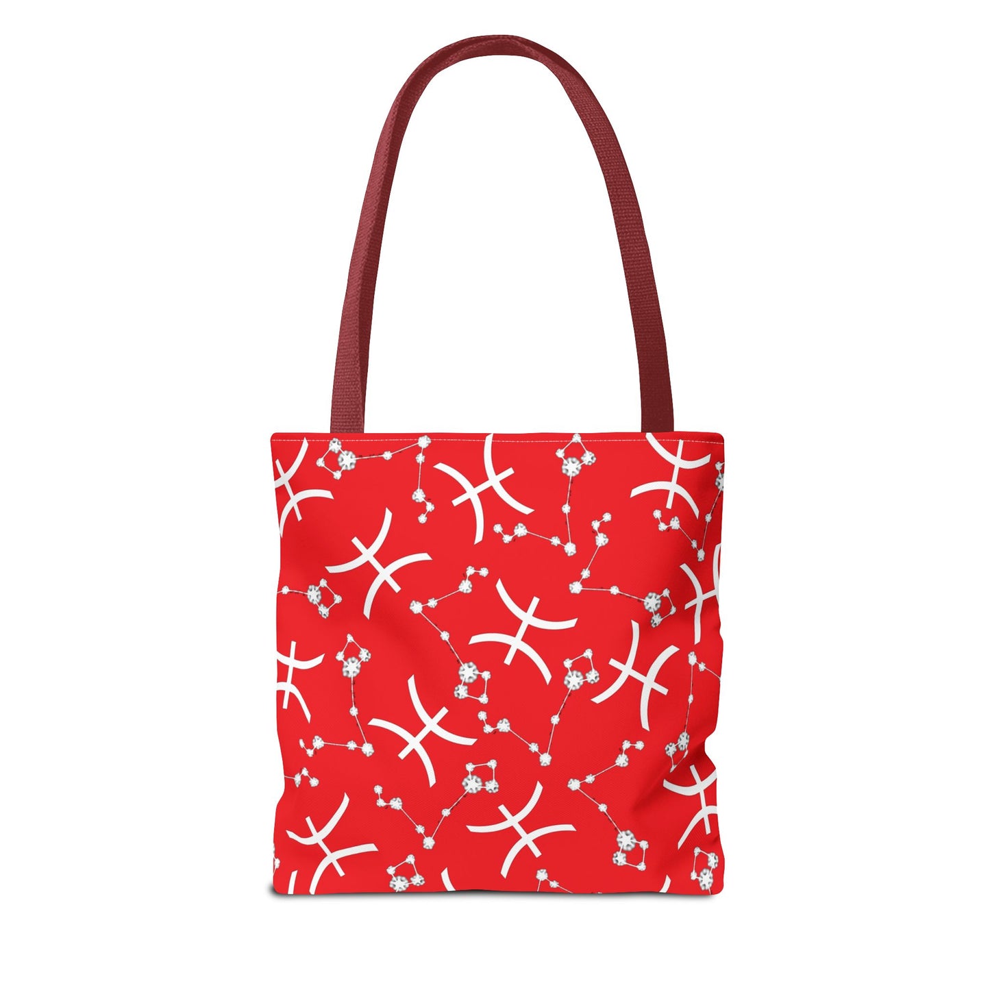 Tote Bag, Pisces Zodiac Sign, AOP, (Red, White)